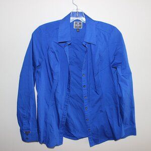 FREE*❤️Express The Essential Shirt Royal Blue Women's Collared Long-Sleeve Shirt